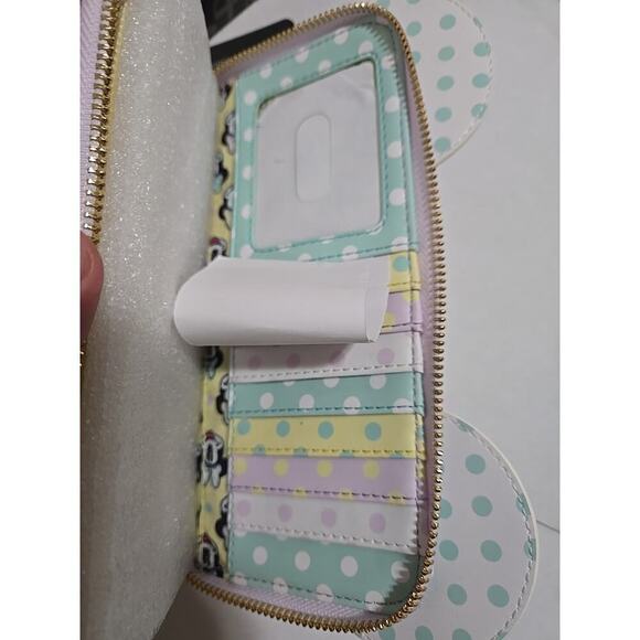 Loungefly Disney Minnie Mouse Polka Dot Wallet Pastel Zip Around With Bow Accent - Picture 8 of 11